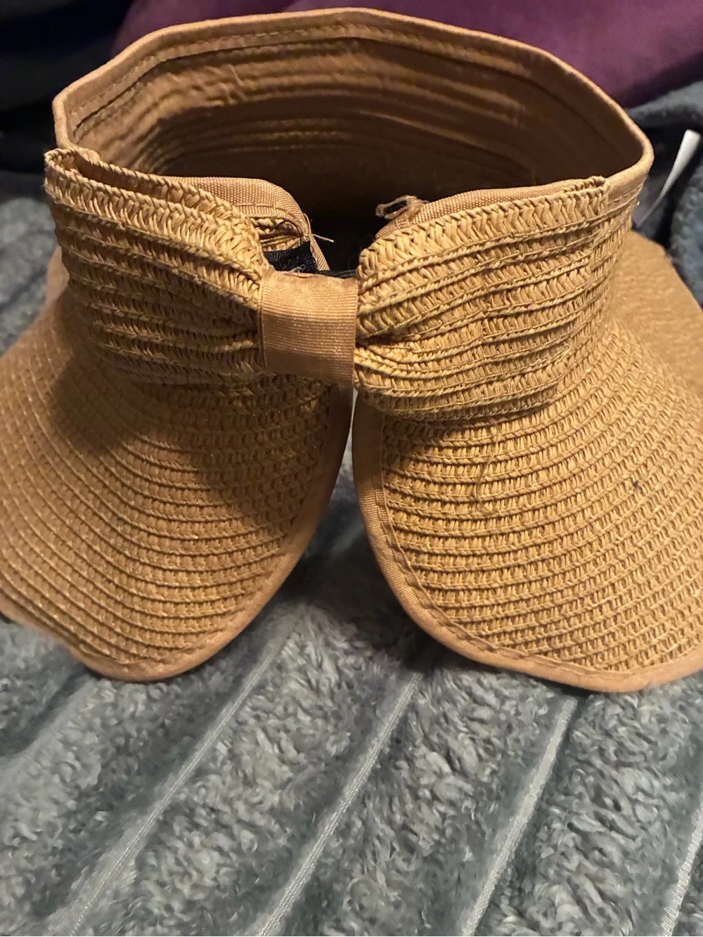 Women's Straw Visor Hat with Bow - Mustard
